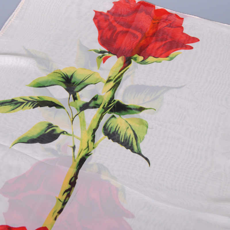 4#米色 (3) -玫瑰花丝巾 雪纺丝巾