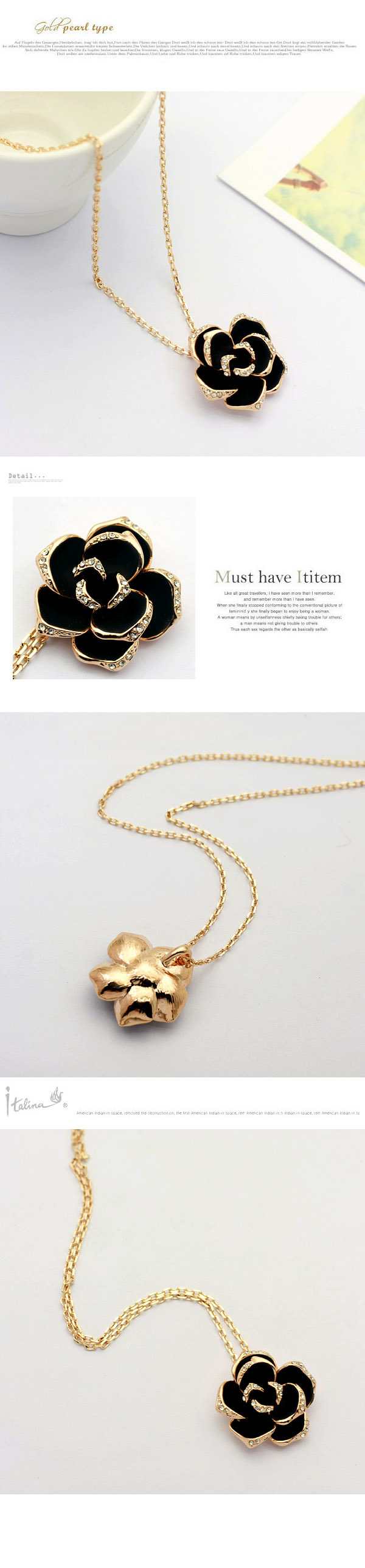 Fashion Vintage Inlaid Dripping Rose Delicate Necklace display picture 3
