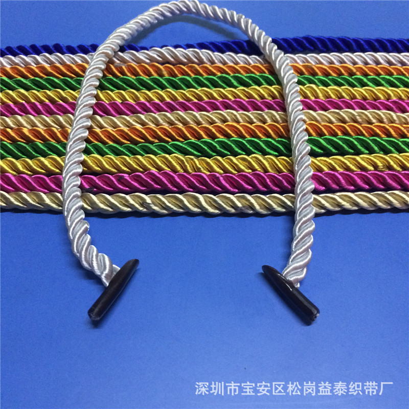 现货供应鹰嘴桃涤纶三股绳包芯三股绳手提绳 包装手提带 零售批发