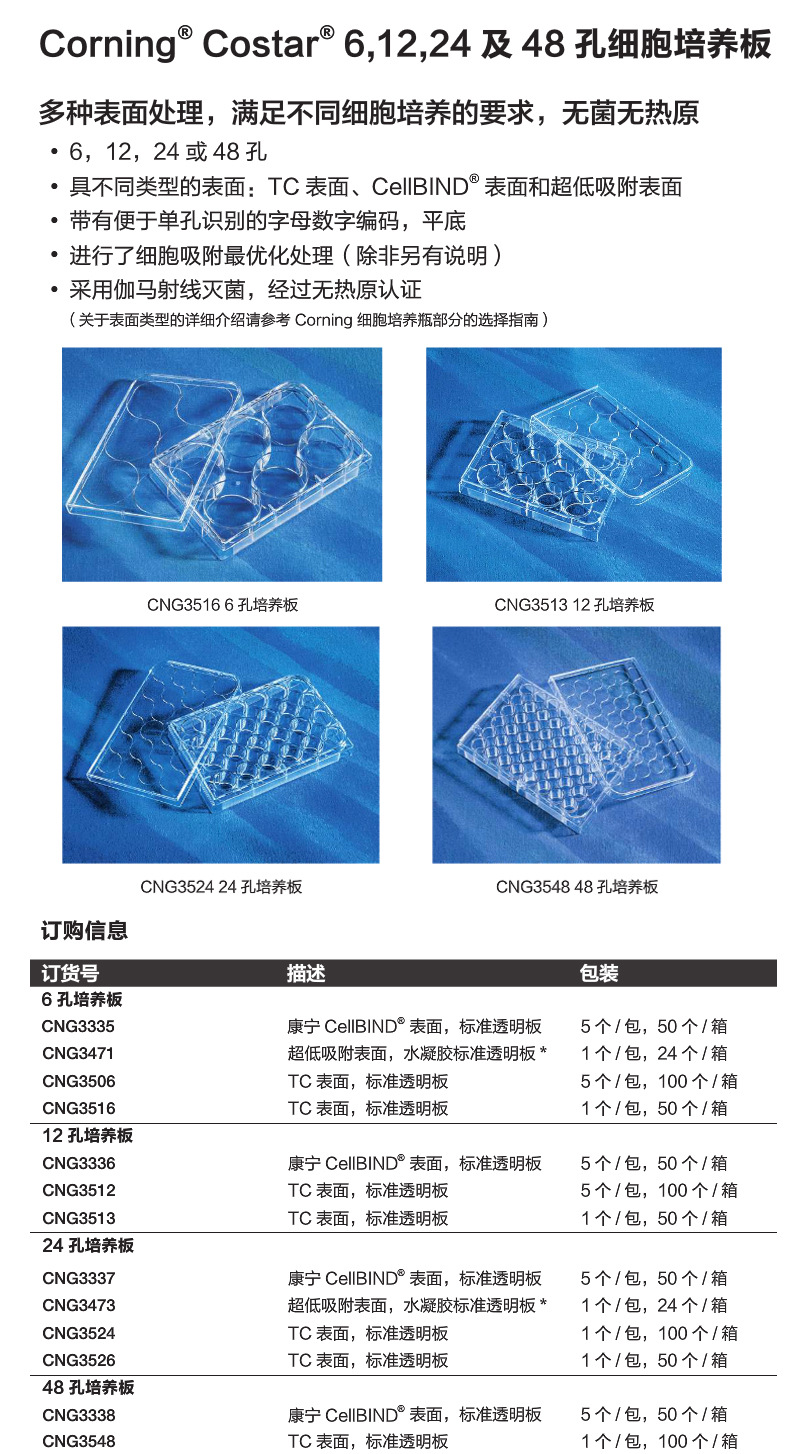 康宁corning Costar细胞培养板6 孔TC处理标准透明板]3516-阿里巴巴