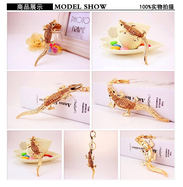 39g Weight Alloy, Metal Material Animal Pattern Unisex Gender  Alloy Alligator Car Keychain 无