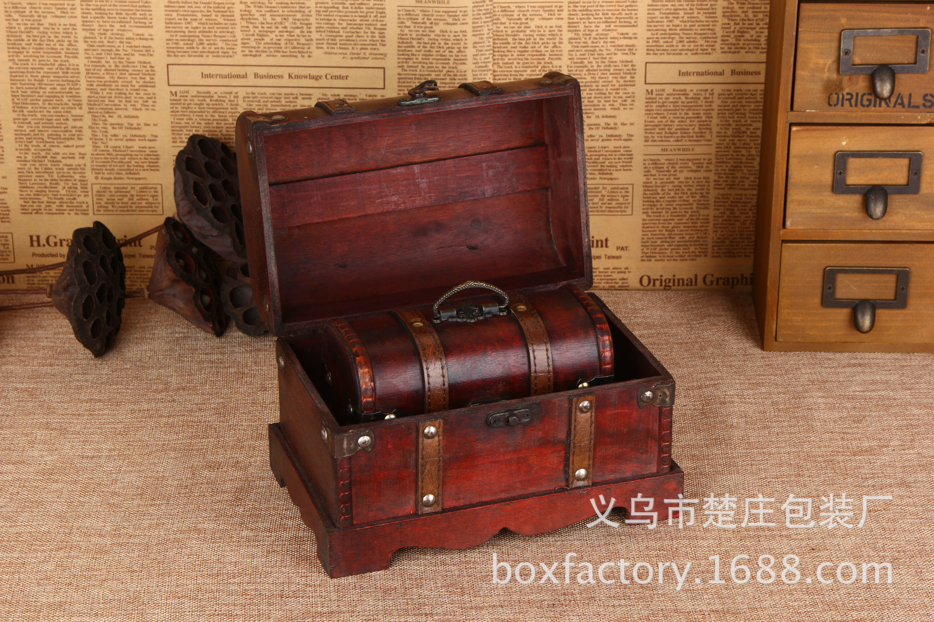 收纳箱 定 做 复古手提箱 古风 木质 仿古 百宝箱礼品箱 外贸爆款-阿里巴巴