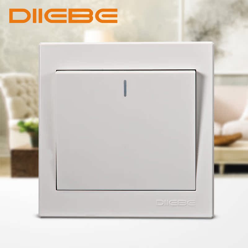 86型墙壁开关插座面板单联一位一开单控电制开关白色家用工程开关