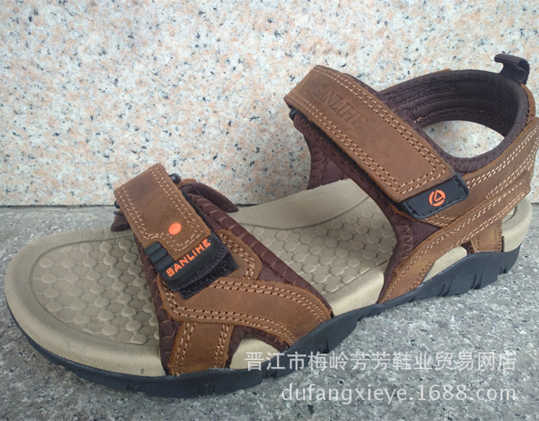 直销外贸真皮男凉鞋夏季男士户外运动沙滩鞋休闲真皮凉鞋一双代发