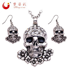 梦姿彩新款欧美流行首饰套装高档镶钻骷髅头饰品厂家批发