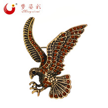 brooch韩版个性动物胸针镀金镶彩钻老鹰胸花厂家直销衣饰品订做
