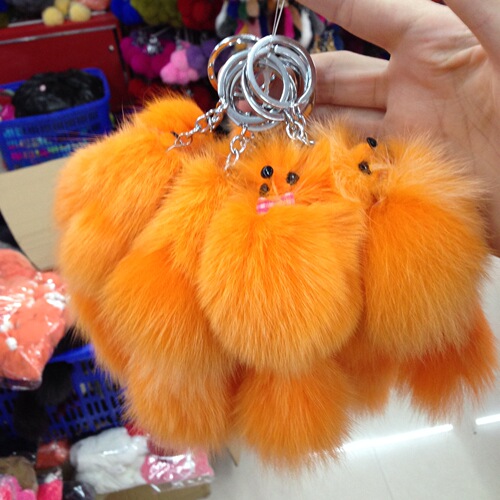 Manufacturer's price fur pendant little fox car keychain creative cartoon doll fox fur women's bag accessories