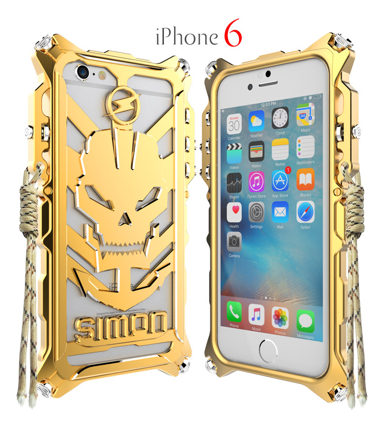 SIMON Mechanical Arm Skull Punk Premium Aluminum Metal Bumper Shockproof Case Cover for Apple iPhone 6S/6 & iPhone 6S Plus