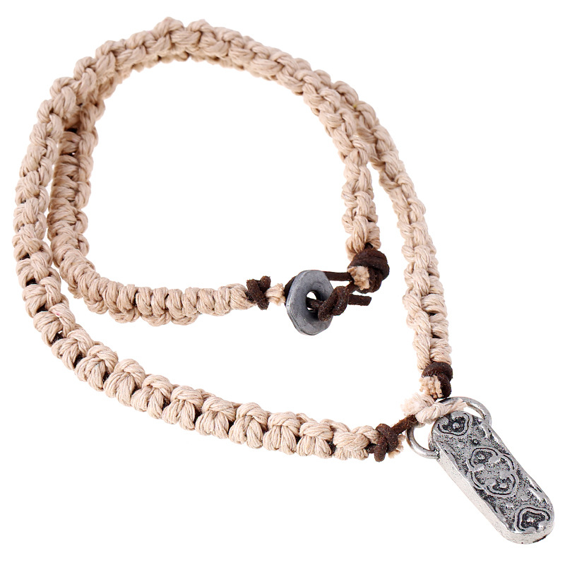 retro woven leather beach necklace