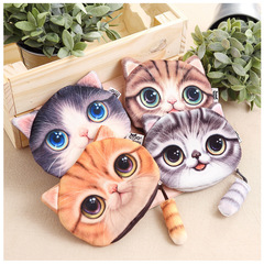 New cat plush mobile phone bag with tail three-dimensional cat coin purse wholesale cosmetic bag headphone data cable storage