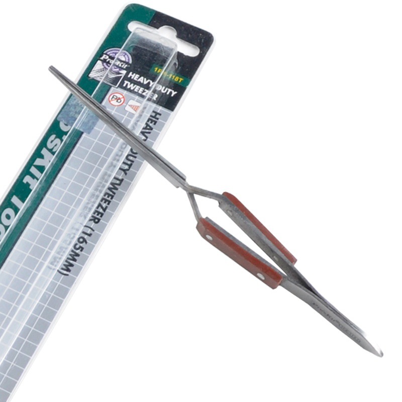 台湾宝工1PK-118T木柄不锈钢细尖反弹镊子165mm反向镊子反弹夹A夹