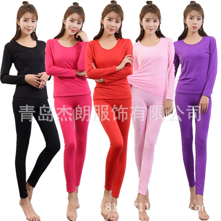 Термобелье, женский костюм, осенняя одежда и длинные брюки, женские облегающие шорты из молочного шелка больших размеров с круглым вырезом, для шлифования Plus Fat Plus