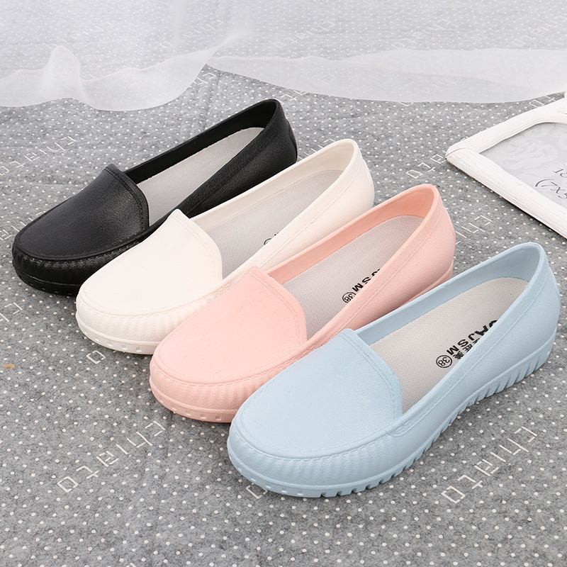 Nurse Pregnant Women's Casual Waterproof Non-Slip Pea Shoes Black Hotel Work Shoes White Shoes Women's Soft and Comfortable