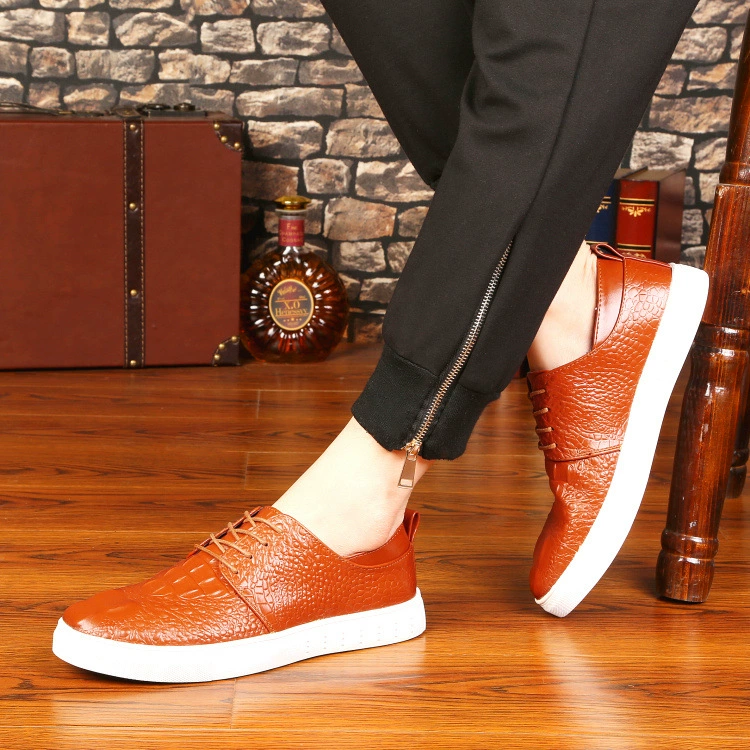 Новые Простые повседневные туфли-бобы на шнуровке, мужская обувь с крокодиловым узором, износостойкая Однослойная обувь с нескользящим тиснением, обувь для четырех сезонов для мужчин