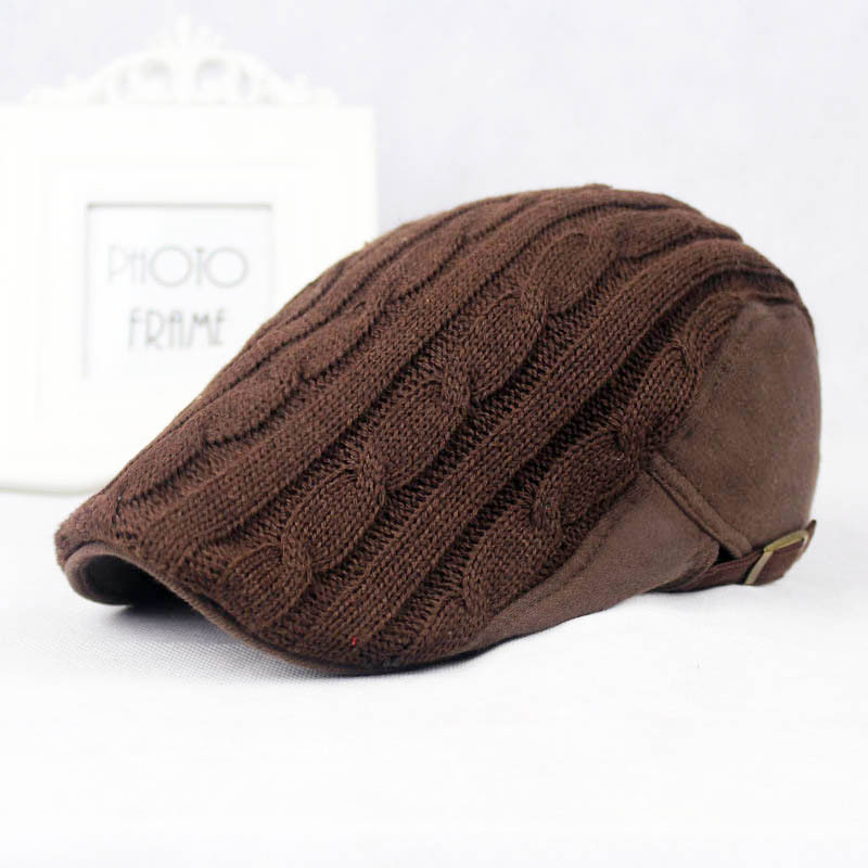 Men's Retro Solid Color Flat Eaves Beret Hat display picture 3