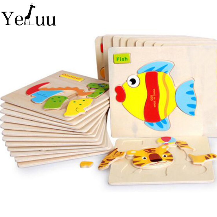 #00020 Wooden puzzle 3D three-dimensional Jigsaw puzzle Early education Puzzle Building blocks animal Cartoon Jigsaw puzzle children At the age of 3 At the age of 2