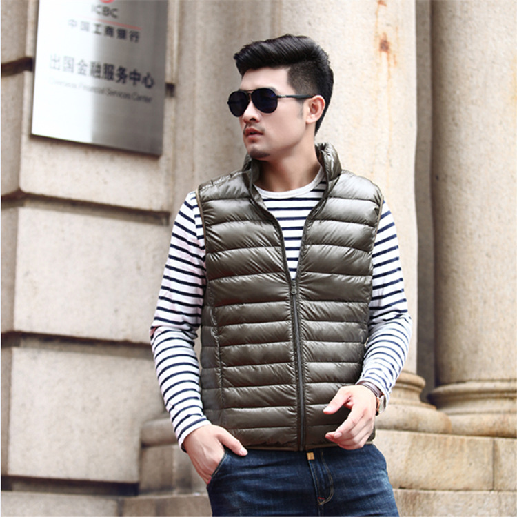 Suministro transfronterizo Nueva chaqueta de abajo chaleco ligero cuello de pie slim fit Plus tamaño de los hombres Chaleco corto de fábrica al por mayor
