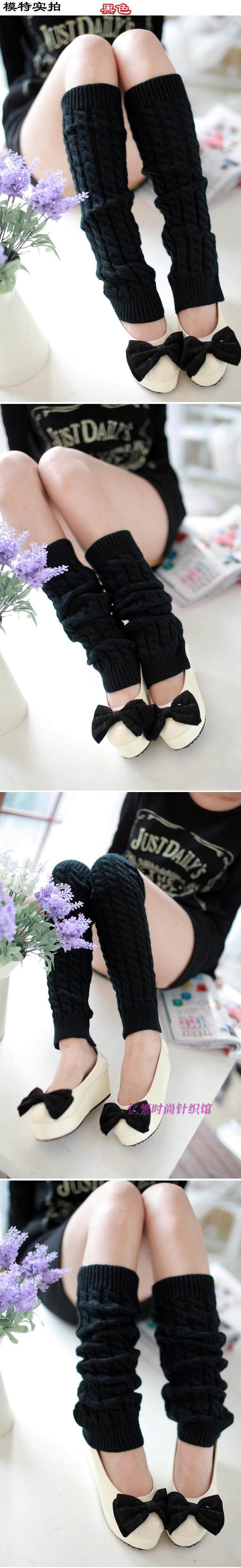 小腿 套 Hàn Quốc ấm len dày đan vớ cọc chân bộ xoắn giày cao đến đầu gối đệm chân che cổ vớ