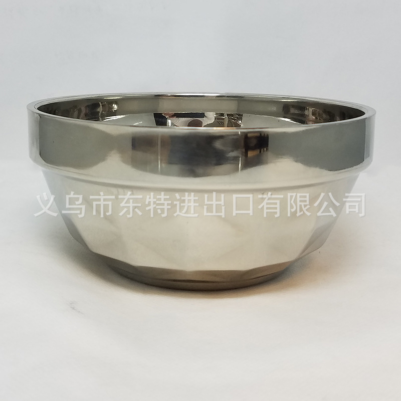 Factory direct sales of stainless steel diamond bowls, non-magnetic double-layer new anti-scald bowls, diamond-shaped welded edge bowls, high-end tableware detail image 2