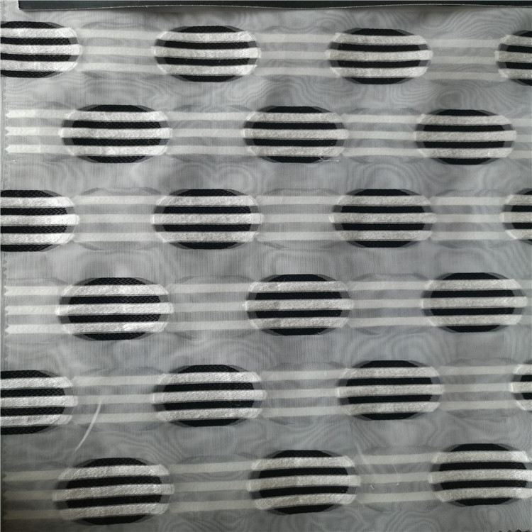 欧根纱圆圈加横条剪花布适用于服装装饰沙发布鞋子布