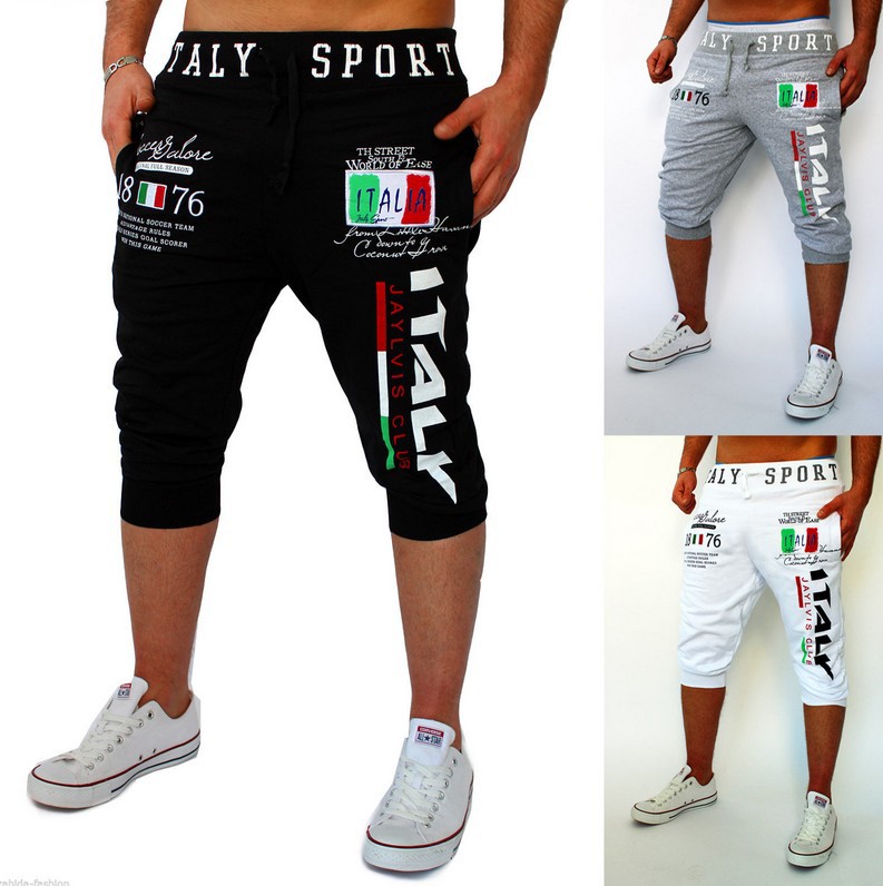 Sumitong new men's printed casual Capris letter digital printed light sports pants men's Leggings