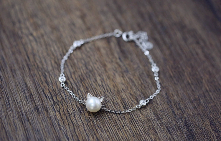Cute silver bracelet from pearl, accessory, silver 925 sample, wholesale, 925 sample silver
