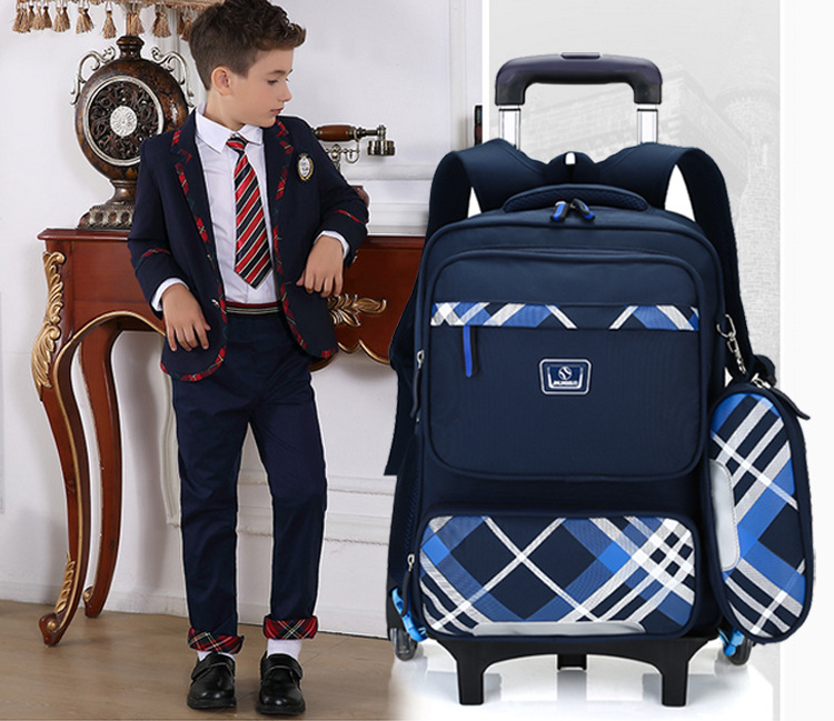 新款英伦风小学生拉杆书包儿童3-5年级韩版