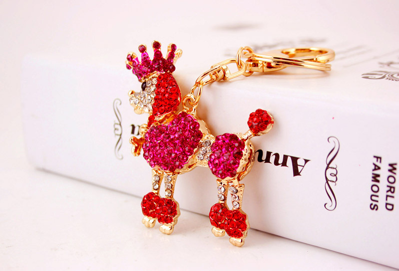 50g Weight Alloy, Metal Material Animal Pattern Unisex Gender Pink, Red, Blue, Gold Color Cute Crown Poodle Dog Key Chain 6