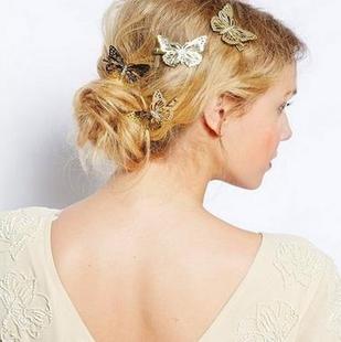 A010 supply European and American fashion hair accessories small fresh temperament hollow butterfly side clip hairpin headdress side clip