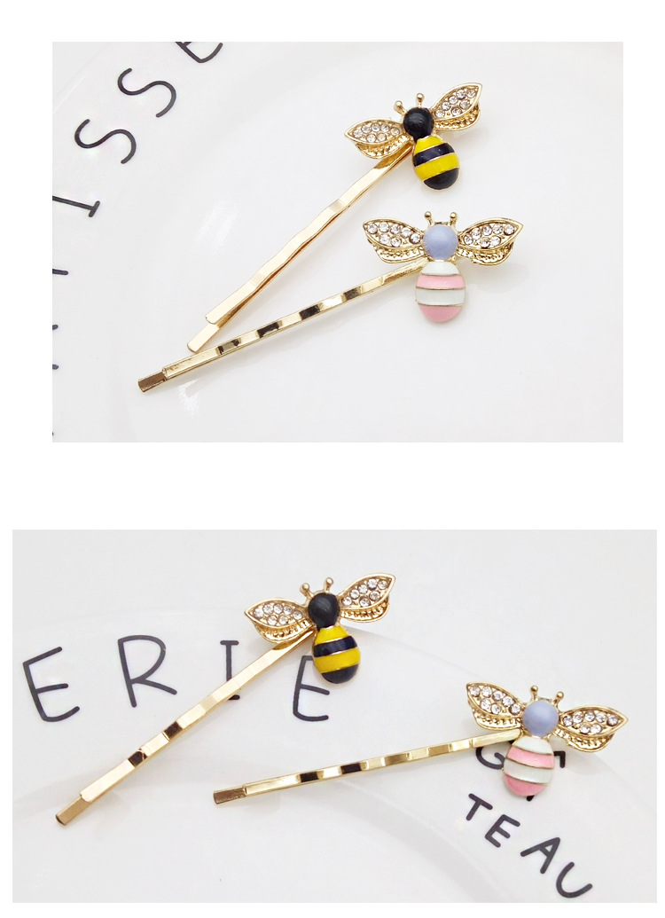 Korean Sweet Cute Colored Bee Hairpin display picture 2