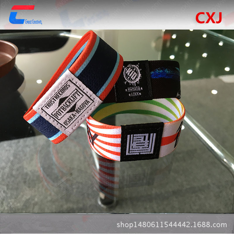 定制热转印弹力绳RFID智能手腕带，25*180mm高频芯片定制印刷LOGO