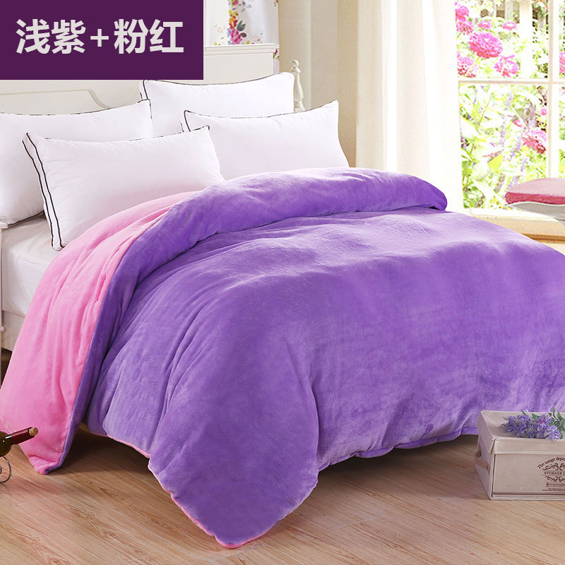winter Simplicity thickening Fleece Flannel Quilt cover Solid Coral Plush Quilt cover Lay down law singleton wholesale