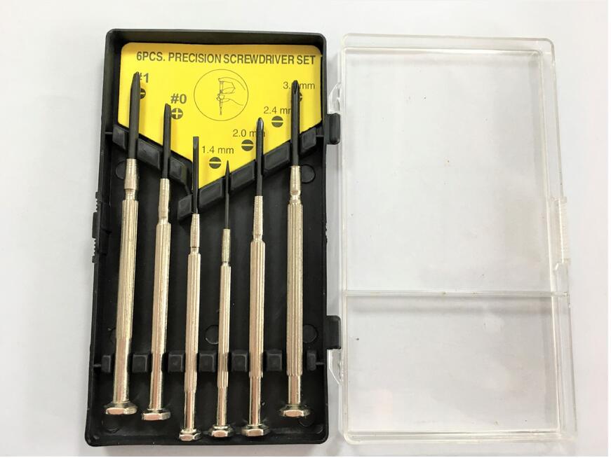 (2개) 미니 스크루 드라이버 조합 도구 세트 휴대용 시계 유지 보수 도구 분해 기계 테이블 수리 6 키트