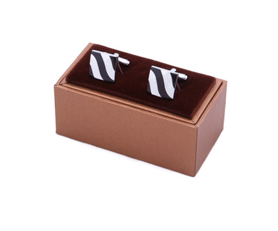 戴丽袖扣盒男士欧美礼盒纸胶盒棕黑银色高档包装盒首饰CTB008|ru
