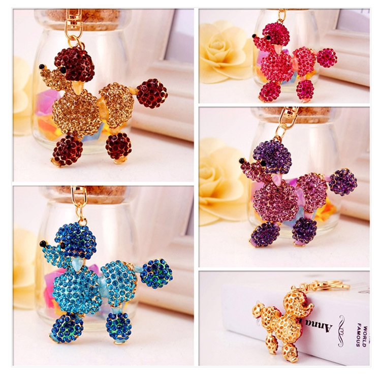 43g Weight Alloy, Metal Material Animal Pattern Unisex Gender Coffee, Pink, Purple, Blue Color Poodle Dog Car Keychain 1