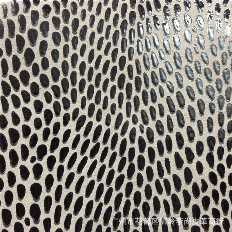 二层反毛皮印花黑点瓜子纹蛇纹植鞣革皮料