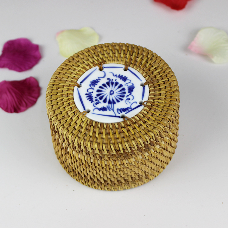 秋藤編制收納盒 糖果盒茶葉罐茶葉包裝 飾品收藏工藝品藤制品批發