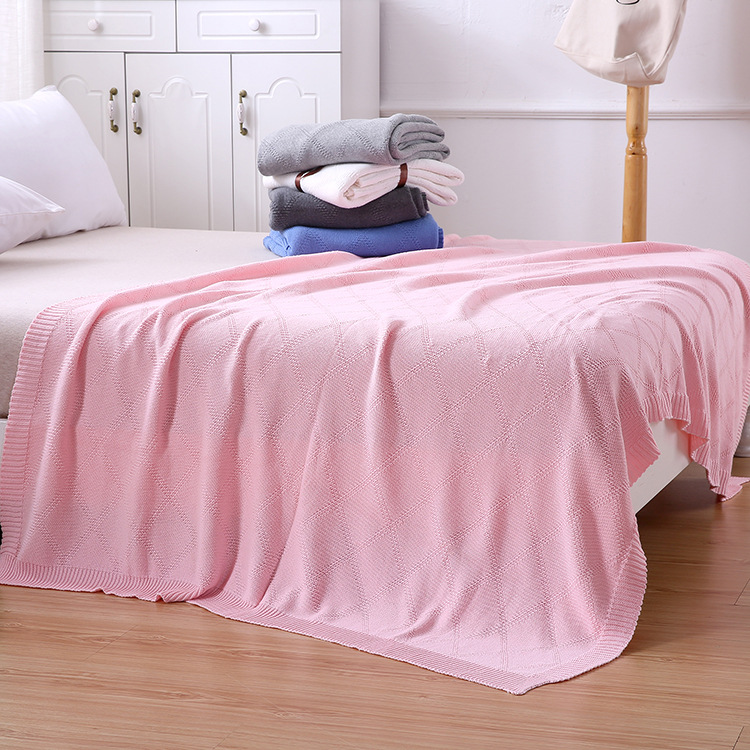 沙发休闲毯 新款时尚棉麻菱形针织毛线毯 办公室午睡空调毯批发|ms