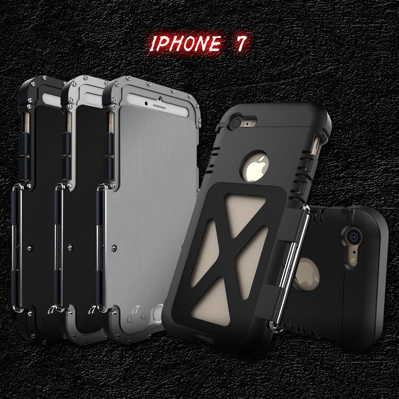 Armor King Iron Man Luxury Shockproof Stainless Steel Aluminum Metal Flip Case Cover for Apple iPhone 7 Plus & iPhone 7