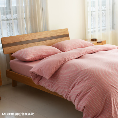 Liangpin classic cotton Tianzhu four-piece bedding set, fitted sheets and sheets, all cotton colored spun