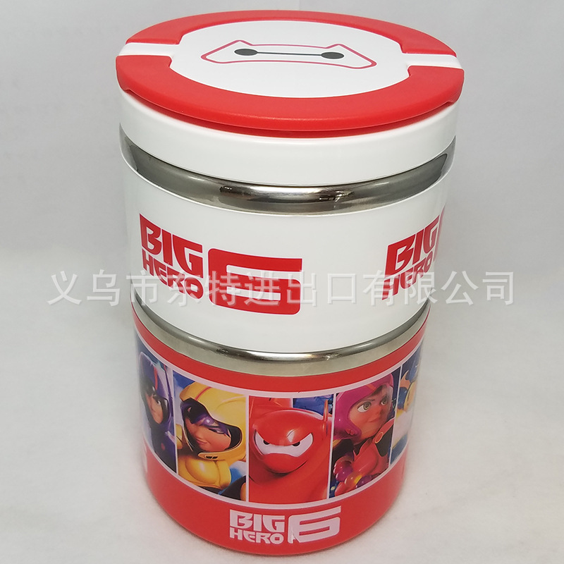 Stainless steel round lunch box in cartoon shape, children's Frozen Big white robot cat food box, student picnic lunch box detail image 2