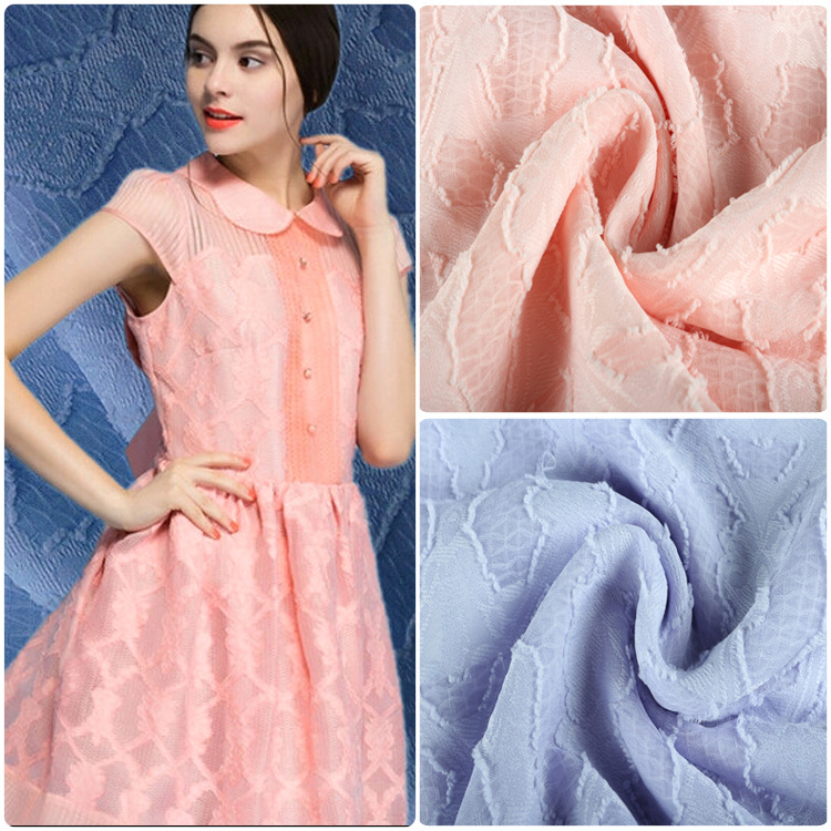 厂家现货供应 多颜色新款涤纶连衣裙雪纺剪花布料 女装及配饰面料