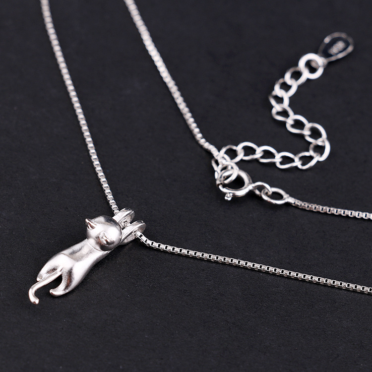 Daily Occasion Copper Material Copper Box Chain Cat Pendant Necklace