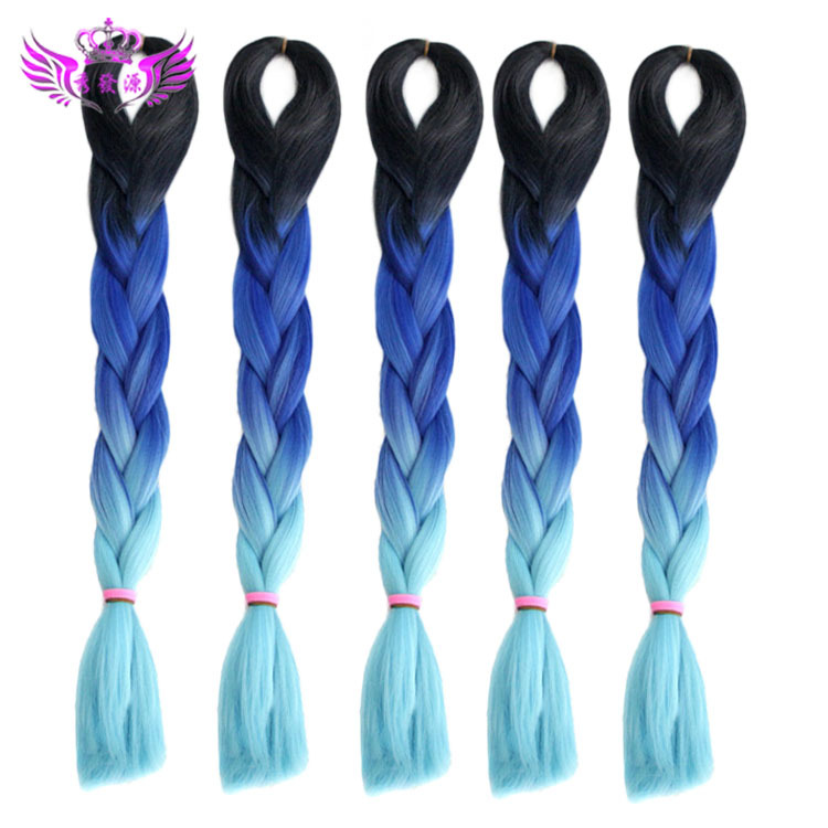 High temperature filament wig foreign trade black braid wig gradual color braid ultra braid hair