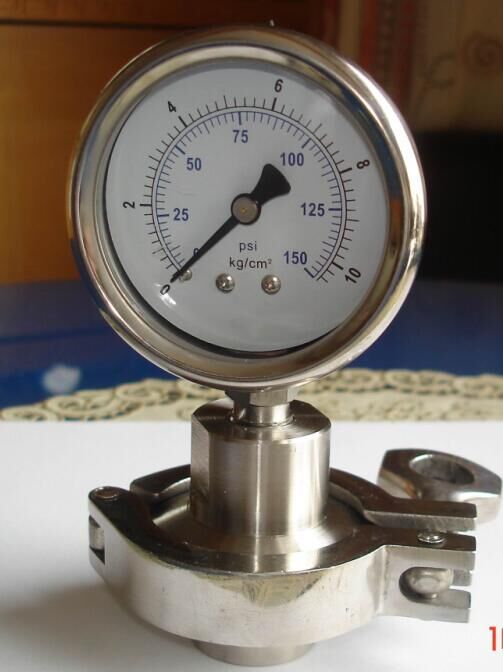 YEATHEI卫生型不锈钢隔膜卡箍式压力表Y60，Y100压力计