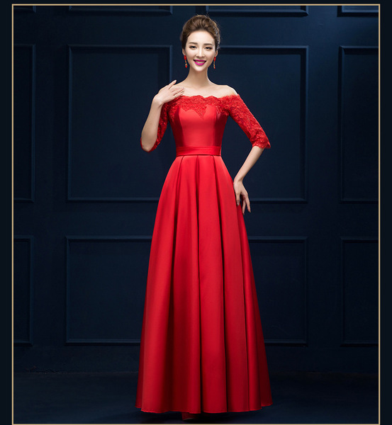 Wedding dress new red bride wedding dresses spring repair