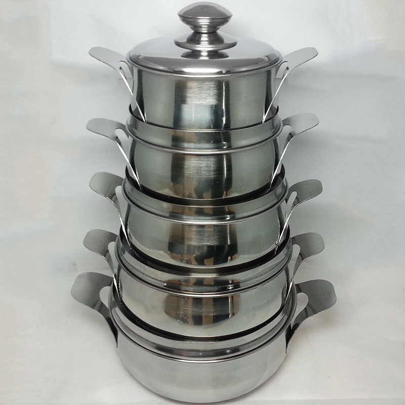 Factory direct sales of flat ear pot, four-piece set, stainless steel household multi-purpose soup pot, all-steel lid stewing pot detail image 8
