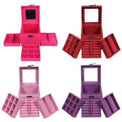 Lining inside three layers jewelry box accessory box ring earrings bracelet bracelet chain beads necklace jewelry box storage