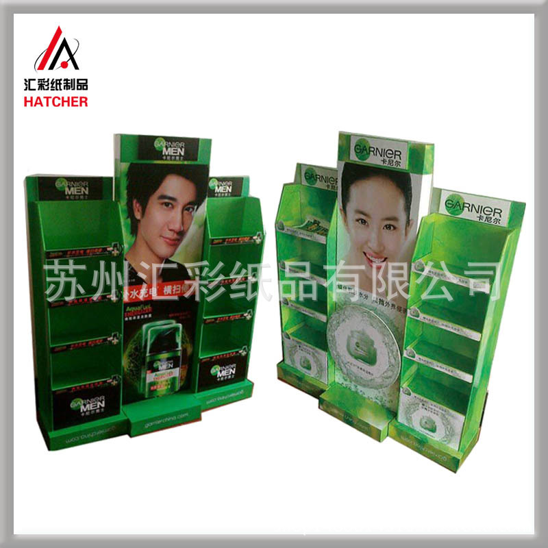 化妆品落地式纸质陈列纸货架 商超爆款日化用品直立陈列纸展架
