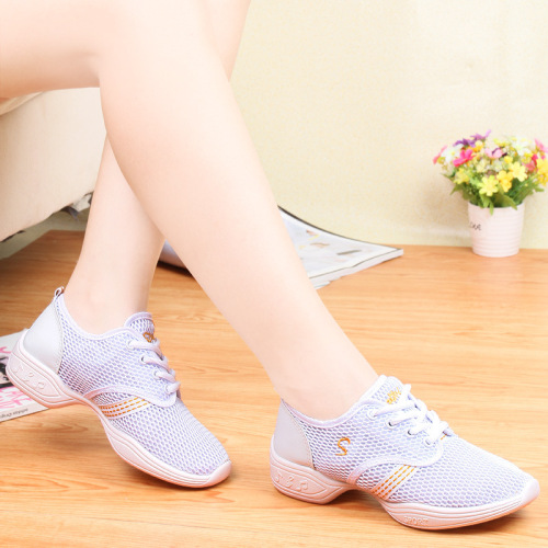 New dance shoes square dance shoes wholesale four seasons white mesh women's dance shoes supply soft sole dance shoes wholesale